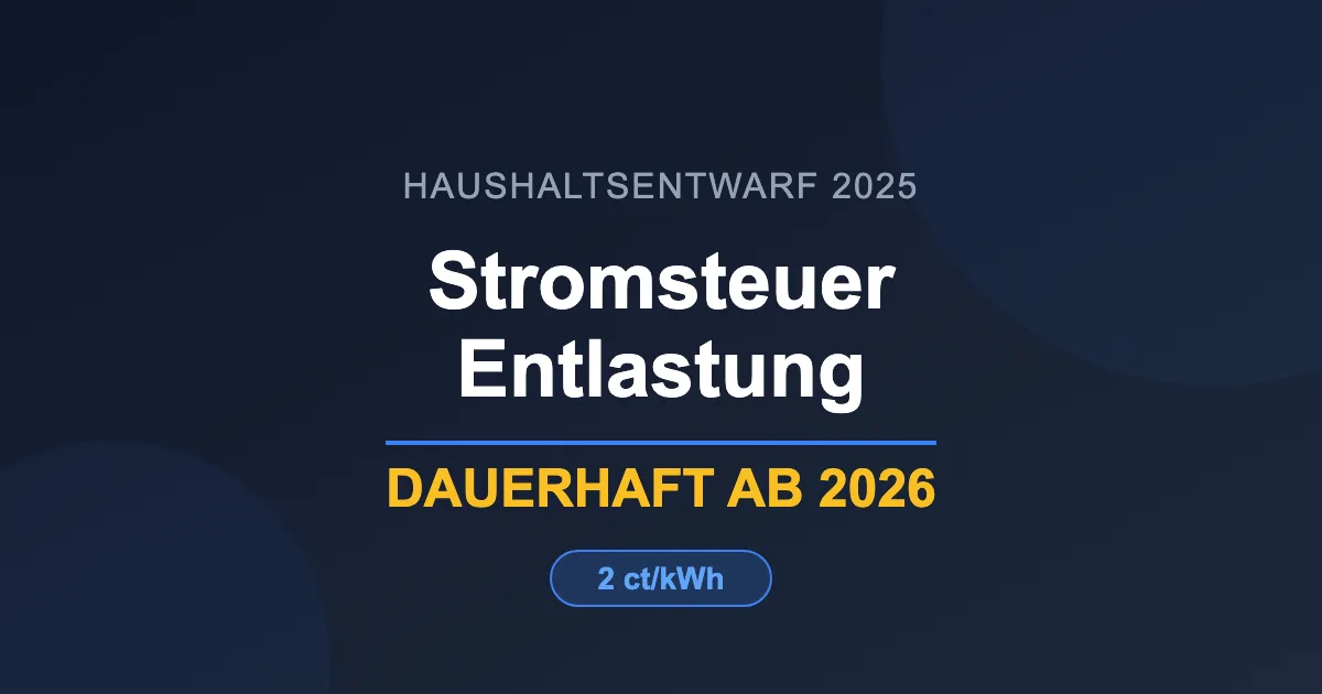 Haushaltsentwurf 2025: Stromsteuerentlastung 20 €/MWh umgesetzt